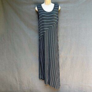 Cabi Size Small 5796 Dia Striped Gray Blue Tank Midi Dress Casual Staple Piece
